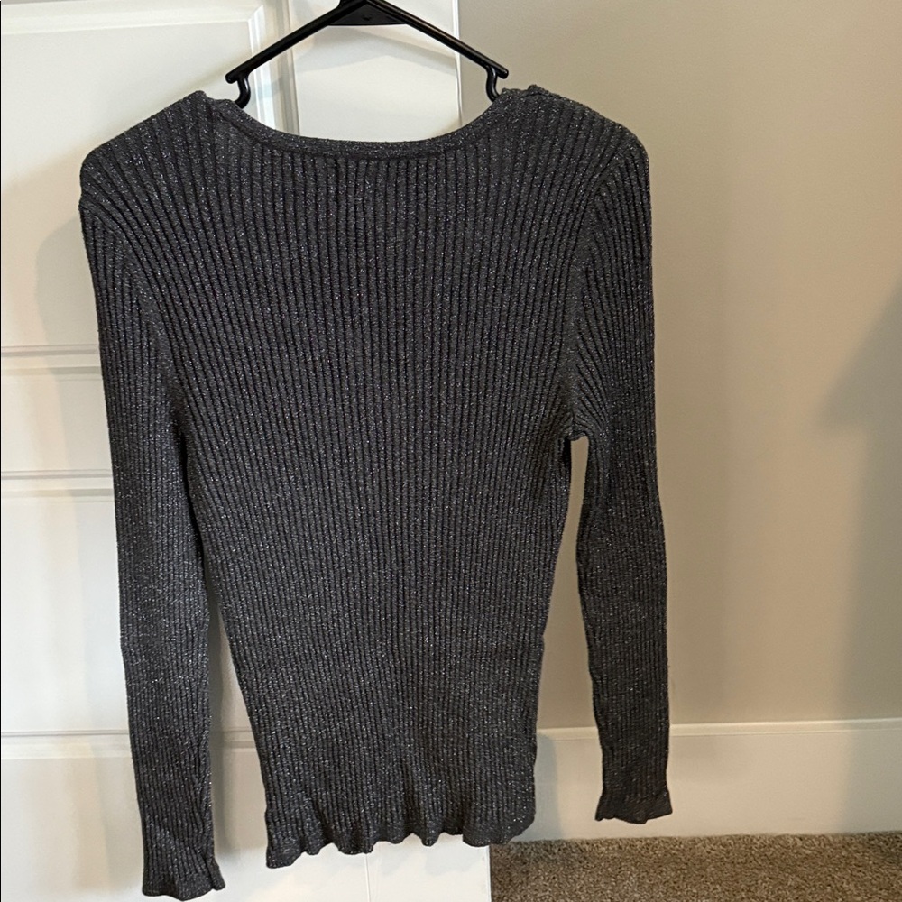 212 Collection Gray Ribbed Knit Top - Picture 3 of 3